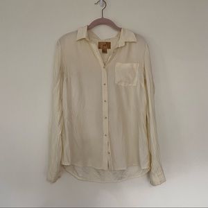 Silk Button Down Crème Top